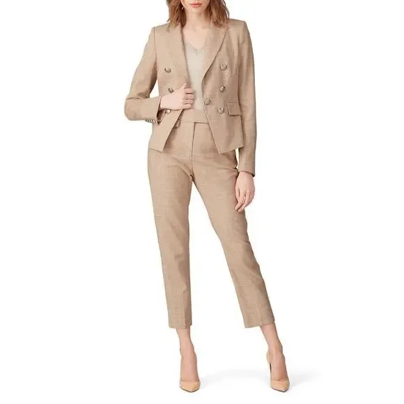 Veronica Beard Diego Dickey Jacket/Blazer Muted Plaid Tan/Cream Size US 0 - Picture 10 of 10